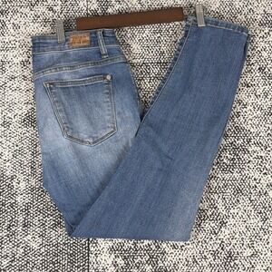 Judy Blue Tapered Leg Blue Jeans Womens 7/28 (FITS 29 X 26.5) Stretch Whiskered